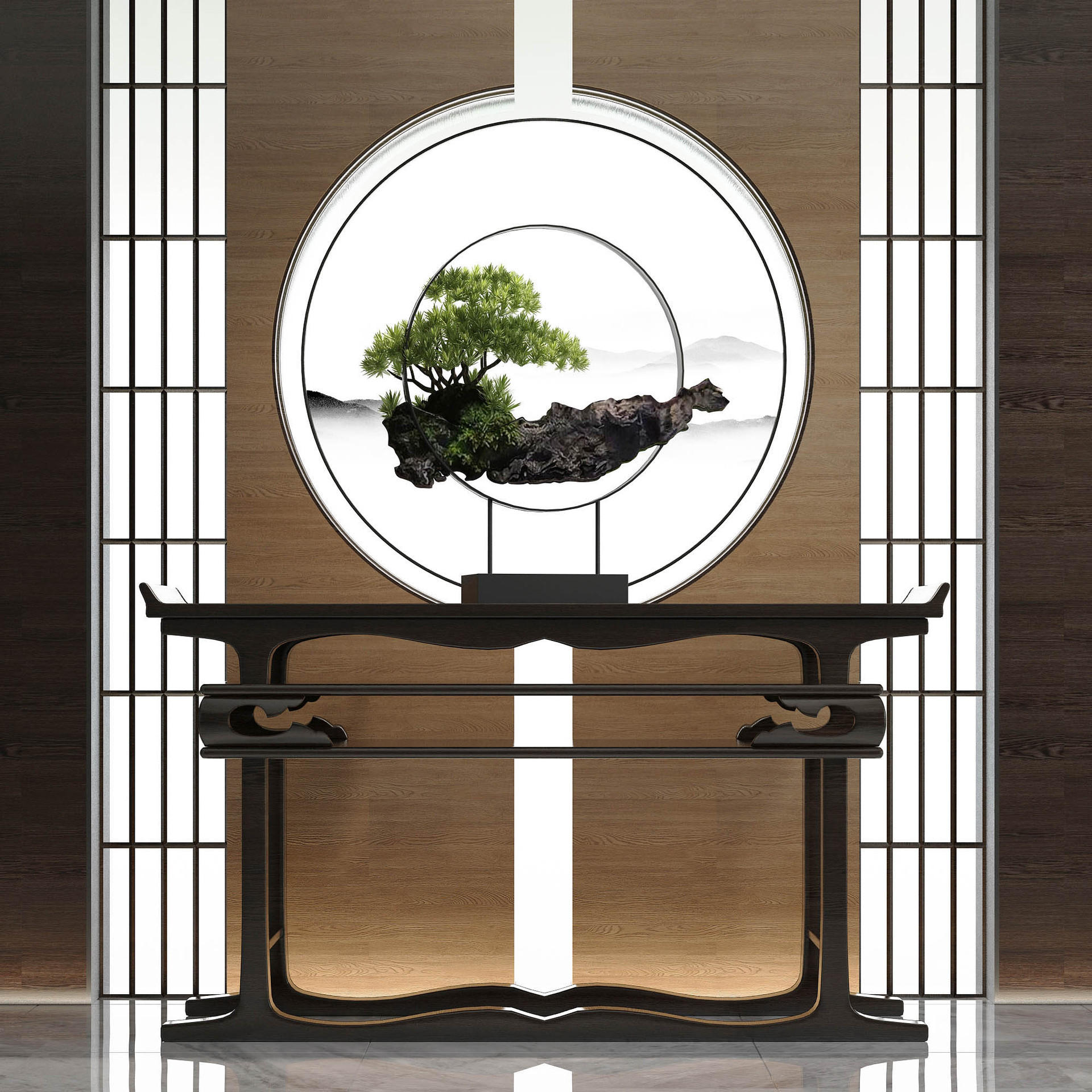 玄关新中式实木玄关桌玄关台简约现代禅意轻奢供桌条案条几玄关柜