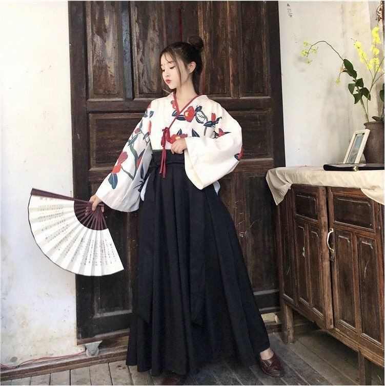 2022 New Improved Hanfu Yu Meiren Red Camellia Oriental Retro Chinese Style Suit Girl Cosplay Business Attire