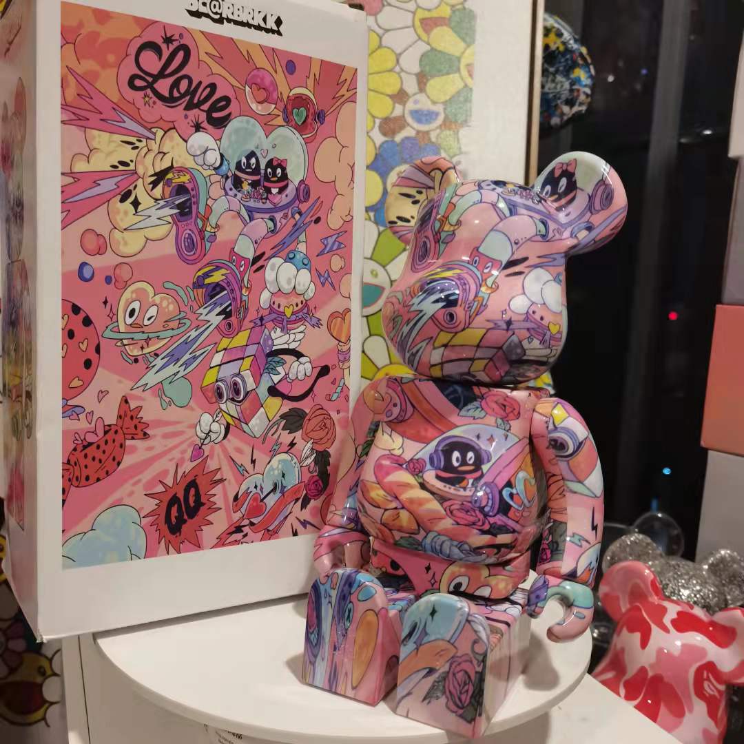 积木熊暴力熊qq腾讯联名情人节520限定款爱心礼物 bearbrick400%