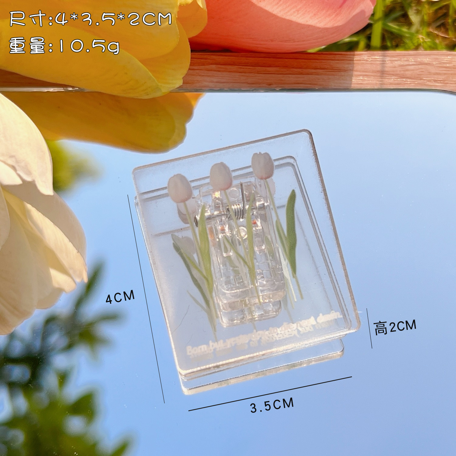 Transparent Folder Little Clip File Cube Sugar Acrylic Clip Long Tail Clip Color Tulip Notebook Organize Folders