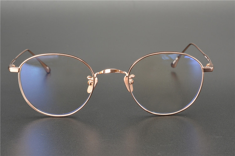 otgt 日本简单之美玫瑰金小脸眼镜框全纯钛手工文艺圆形女款复古
