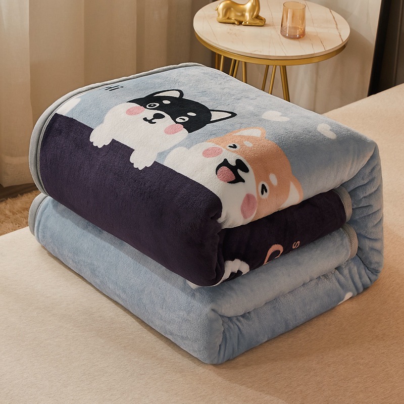 New Office Thickened Blanket Wholesale Bed Making Single Coral Flannel Nap Blanket Cartoon Cover Leg Air Conditioning Blanket