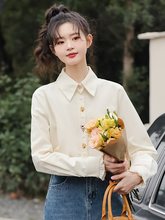 寸衫女设计感小众春季女款单穿上衣长袖衬衣外穿韩版小个子高级感