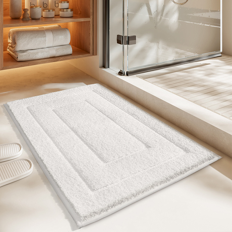 Solid Color Simple Retro Flocking Bathroom Mats Absorbent Non-Slip Easy-Care Foot Mat Thickening and Wear-Resistant Entrance Mat