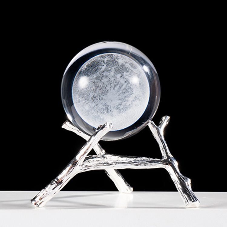 3d激光内雕发光水晶球创意摆件宇宙星空月球太阳银河系生日礼物