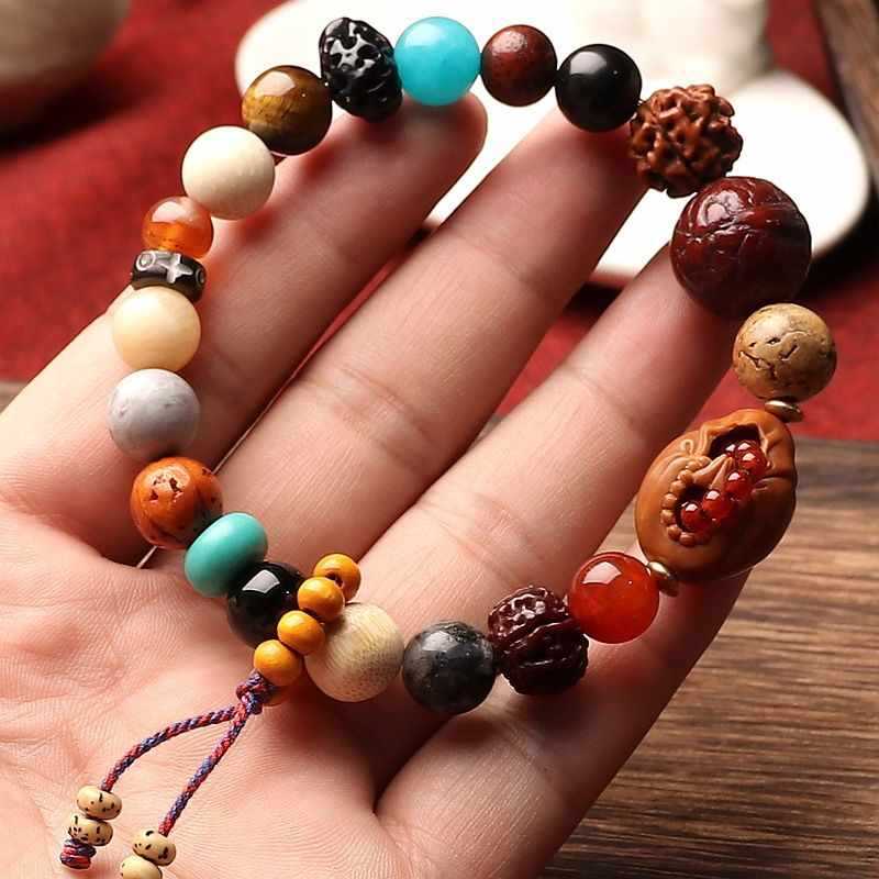 天然搭配十八籽菩提手串佛珠多宝橄榄核无相佛盘玩女手链护身符男