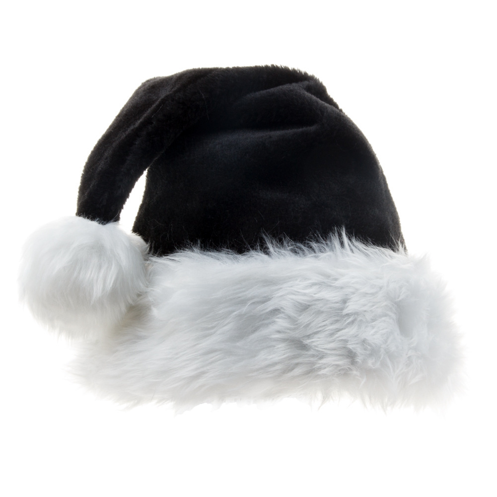 Black Christmas Hat Plush Thickened Fleece Christmas Halloween Party Amazon 2024 Cross-Border Christmas Hat