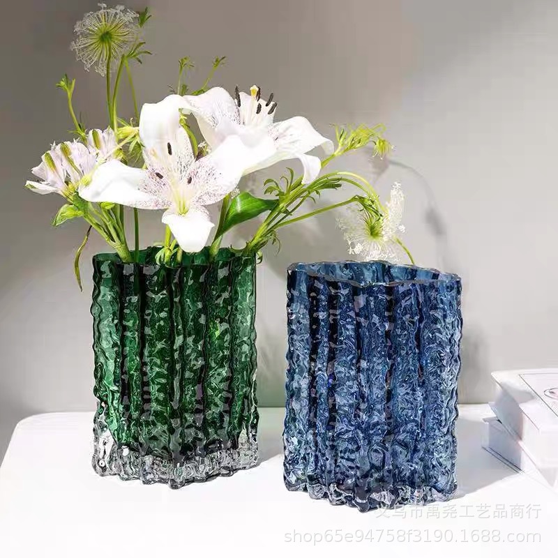 Glass Home Vase Glacier Hydroponic Flowers Vase Living Room Decoration