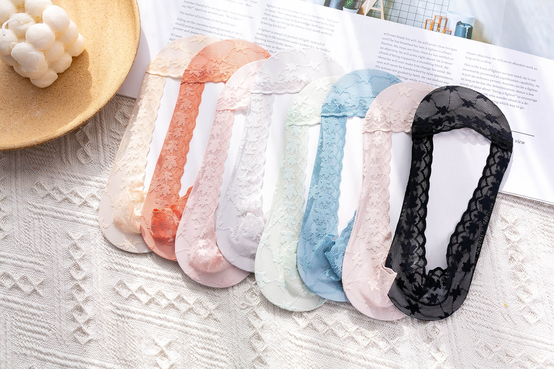 日系蕾丝船袜女夏天浅口袜子女短袜夏季薄款硅胶防滑冰丝隐形袜新