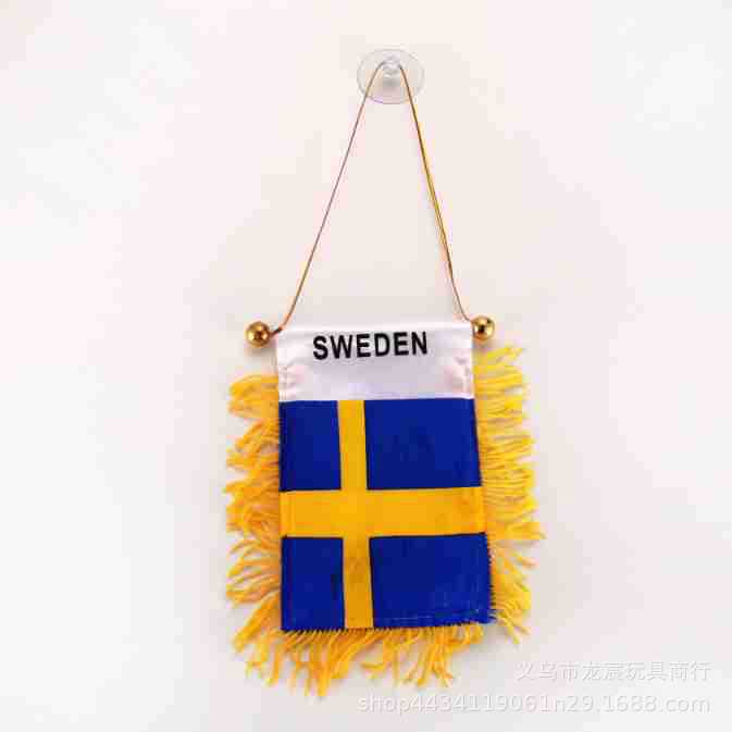 Factory Direct Supply Sweden World Mini Small Banner 8 * 12cm Double-Sided Tassel Sucker Exchange Flag Wholesale