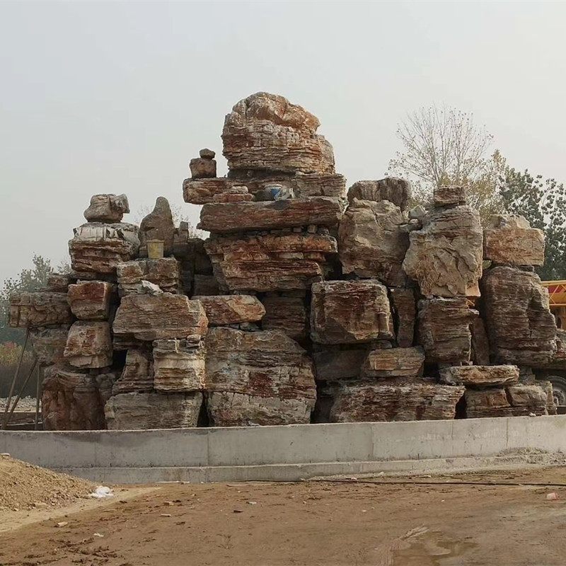 定制千层石假山 园林景观石免费现场设计千层石泰山石假山摆件