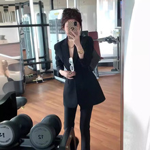 时尚气质黑色西装外套女2024春秋季韩版新款收腰显瘦一粒扣小西服