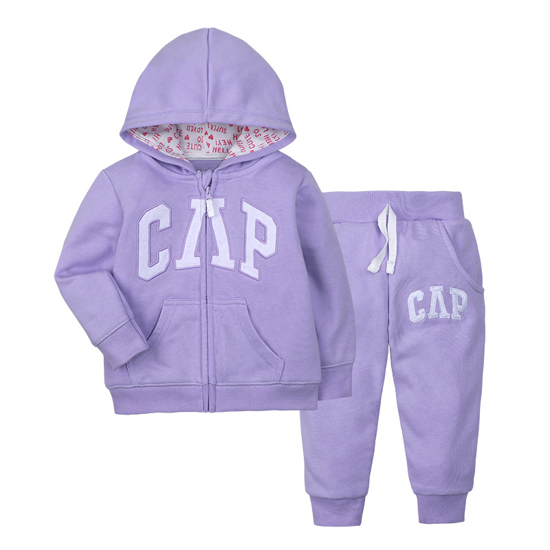 Factory Foreign Trade Children's Wear European and American Autumn Children's Sweater Zipper Two-Piece Baby Clothes Long-Sleeved Jacket Trousers