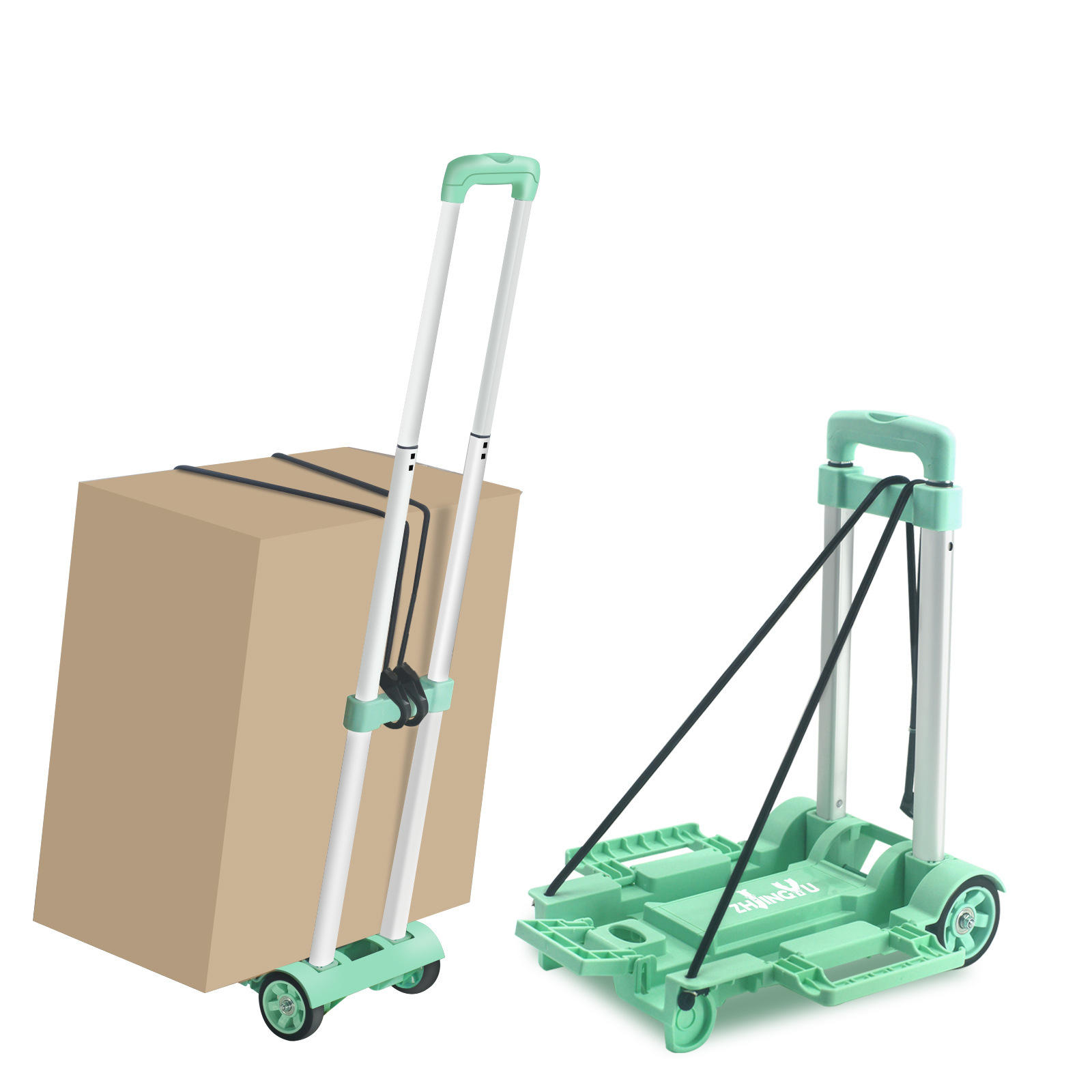 便携可折叠快递拉杆小拉车家用拉货包裹小推车轻便手拉杆购物拖车