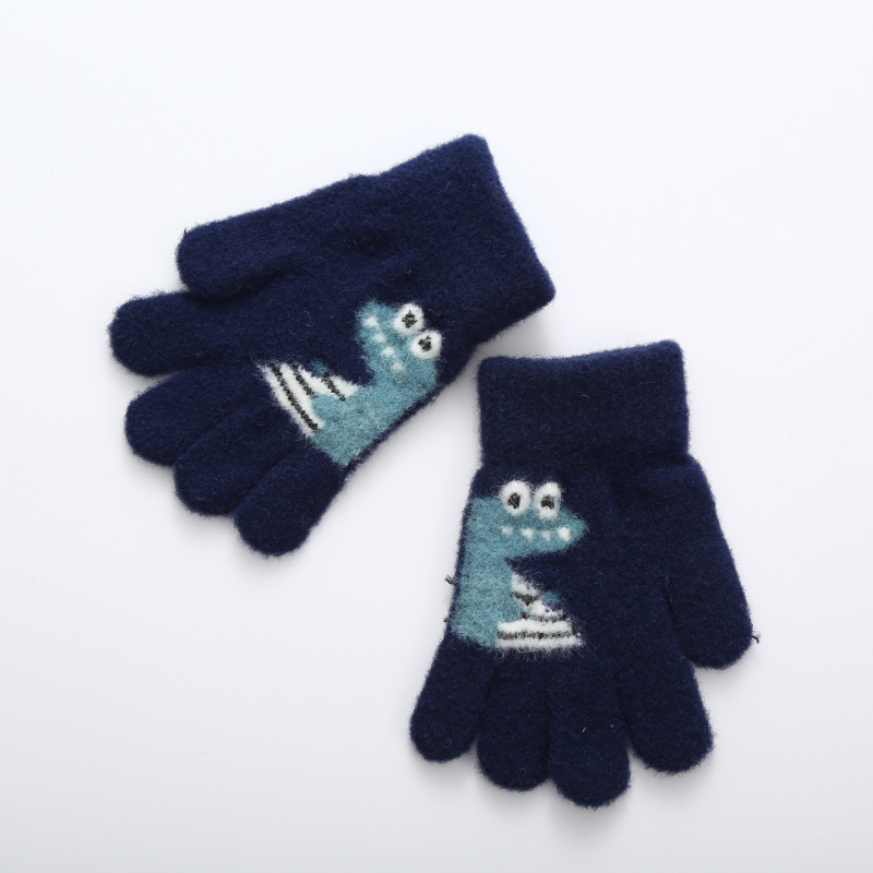 新款儿童恐龙手套6-12岁小学生写字手套保暖手套卡通恐龙可爱手套