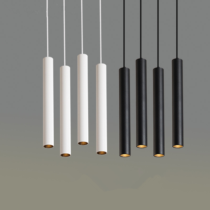 现代简约led长筒明装吊灯圆柱形北欧前台餐厅吧台个性导轨吊射灯