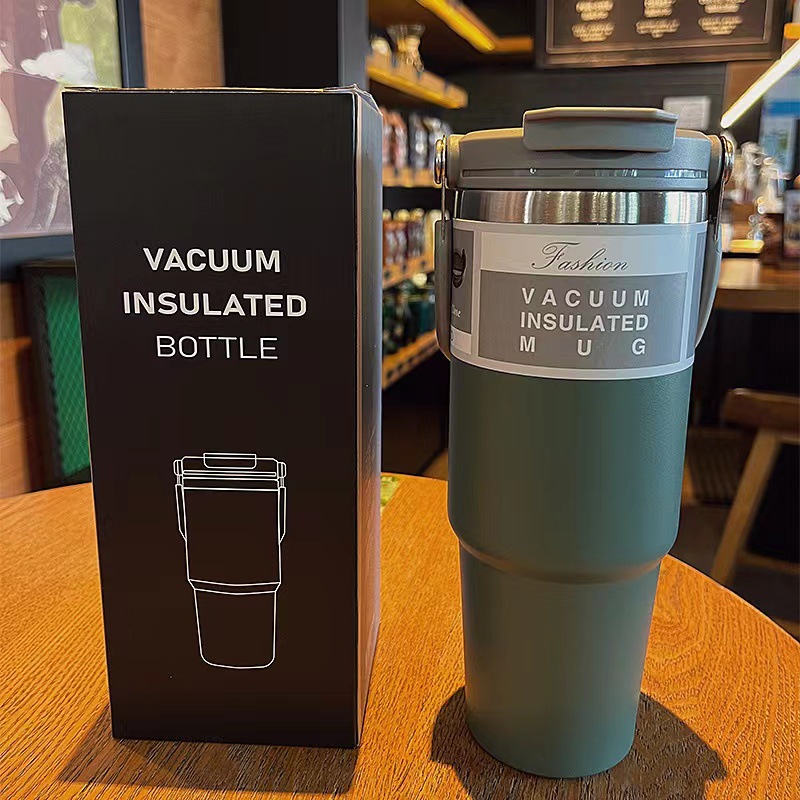 American 30Oz Portable Double Drink Cup Stainless Steel 304 Vacuum Cup Vehicle-Borne Cup Portable Car Large Ice Cup Coffee Cup