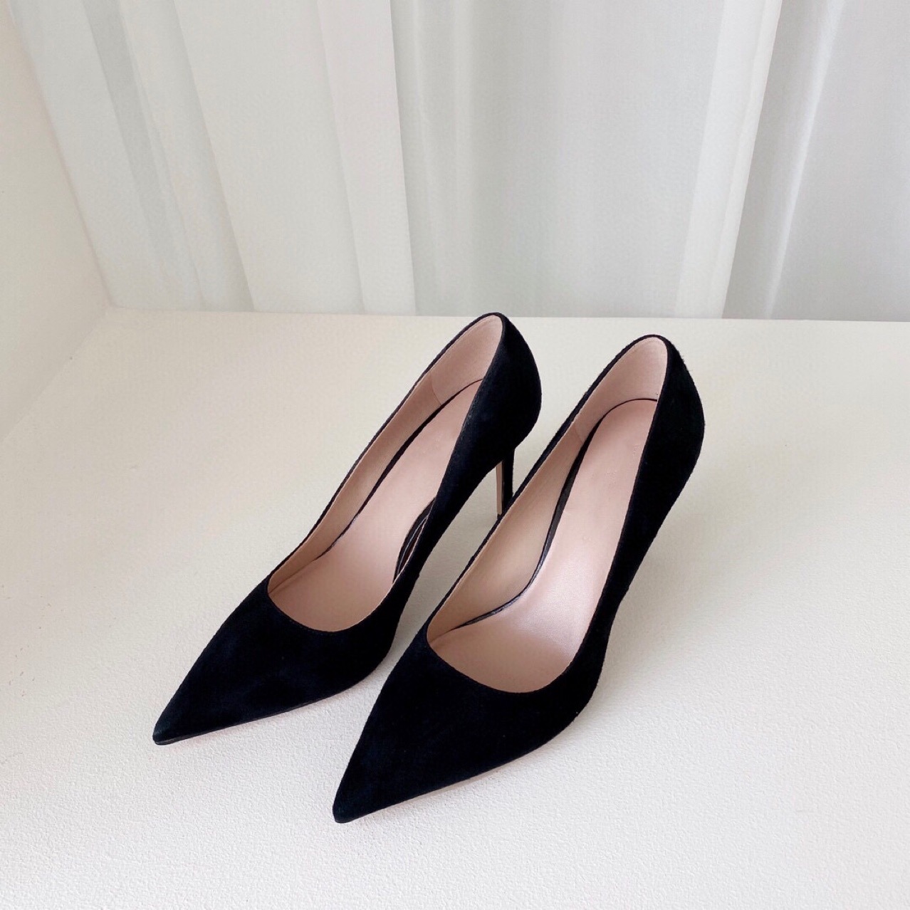 东莞外贸原单 2021新款高跟鞋时尚丝光羊反毛皮尖头细跟单鞋