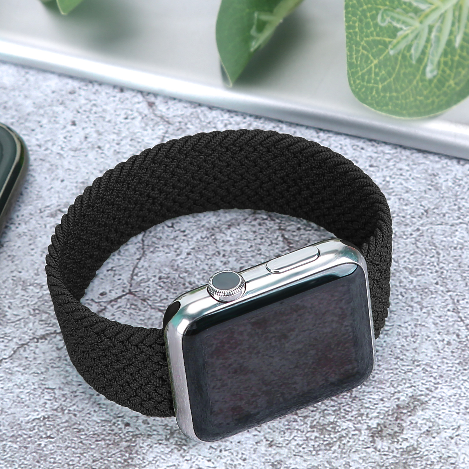 适用苹果手表单圈弹力编织表带apple watch7654321se弹力一体腕带