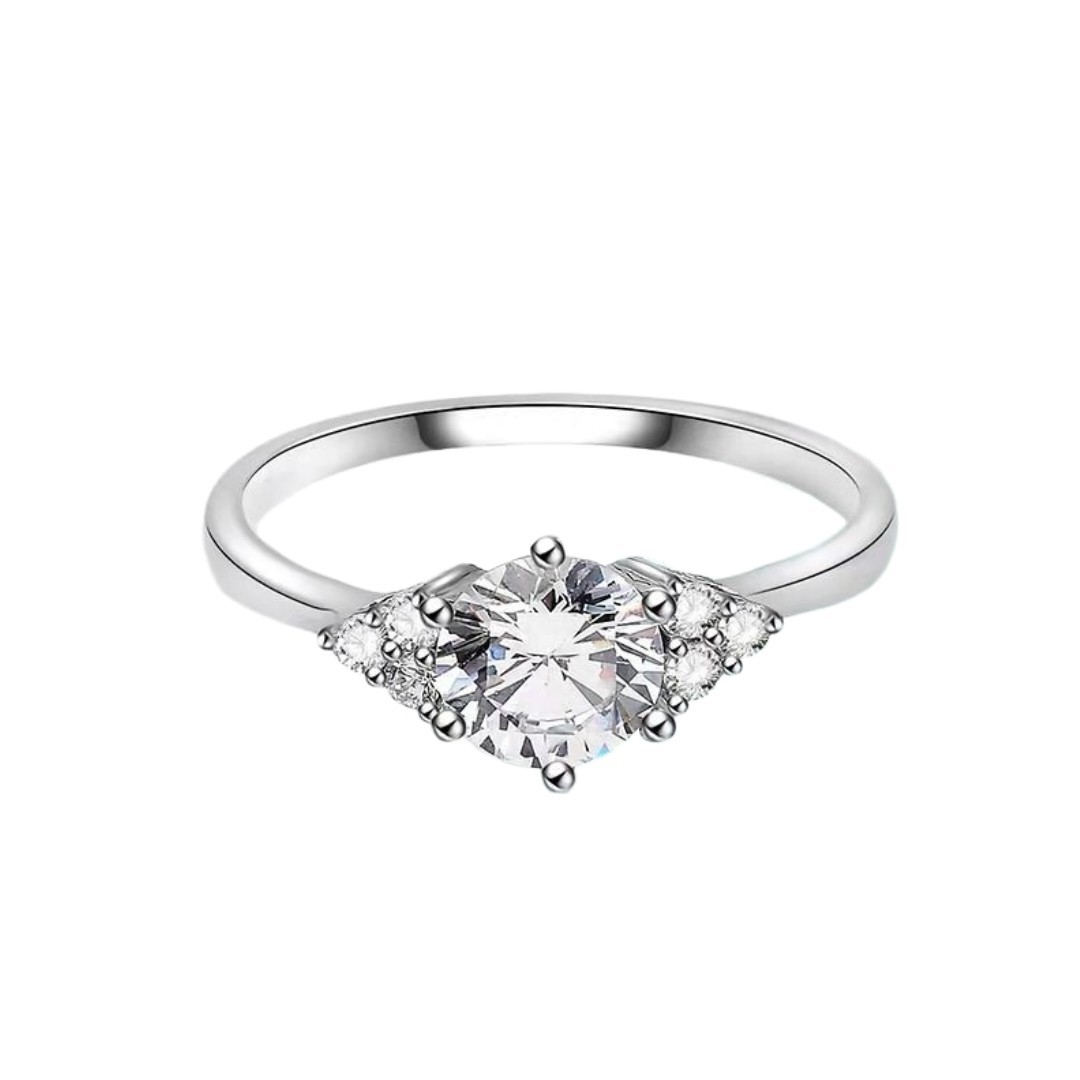 18k白金50分gia钻石女戒众星捧月求婚结婚表白戒指2022年新款