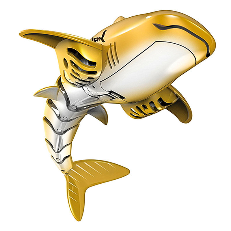 亚马逊跨境2.4g遥控金色鲨鱼夏天户外仿真电动游泳可充电玩具儿童