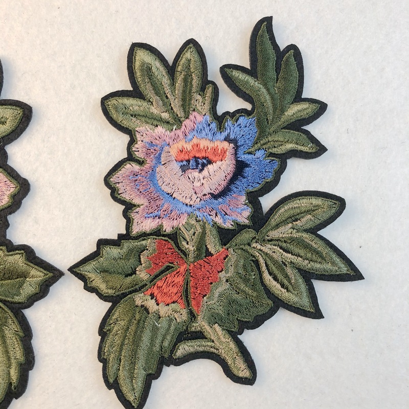 刺绣平绣花对花梅花图案布贴服装衣服辅料补丁贴手工可烫可手缝