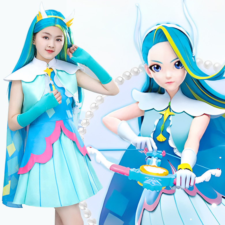 巴啦啦小魔仙新款女童娜希雅cos服巴拉拉服装套装连衣裙假发女孩