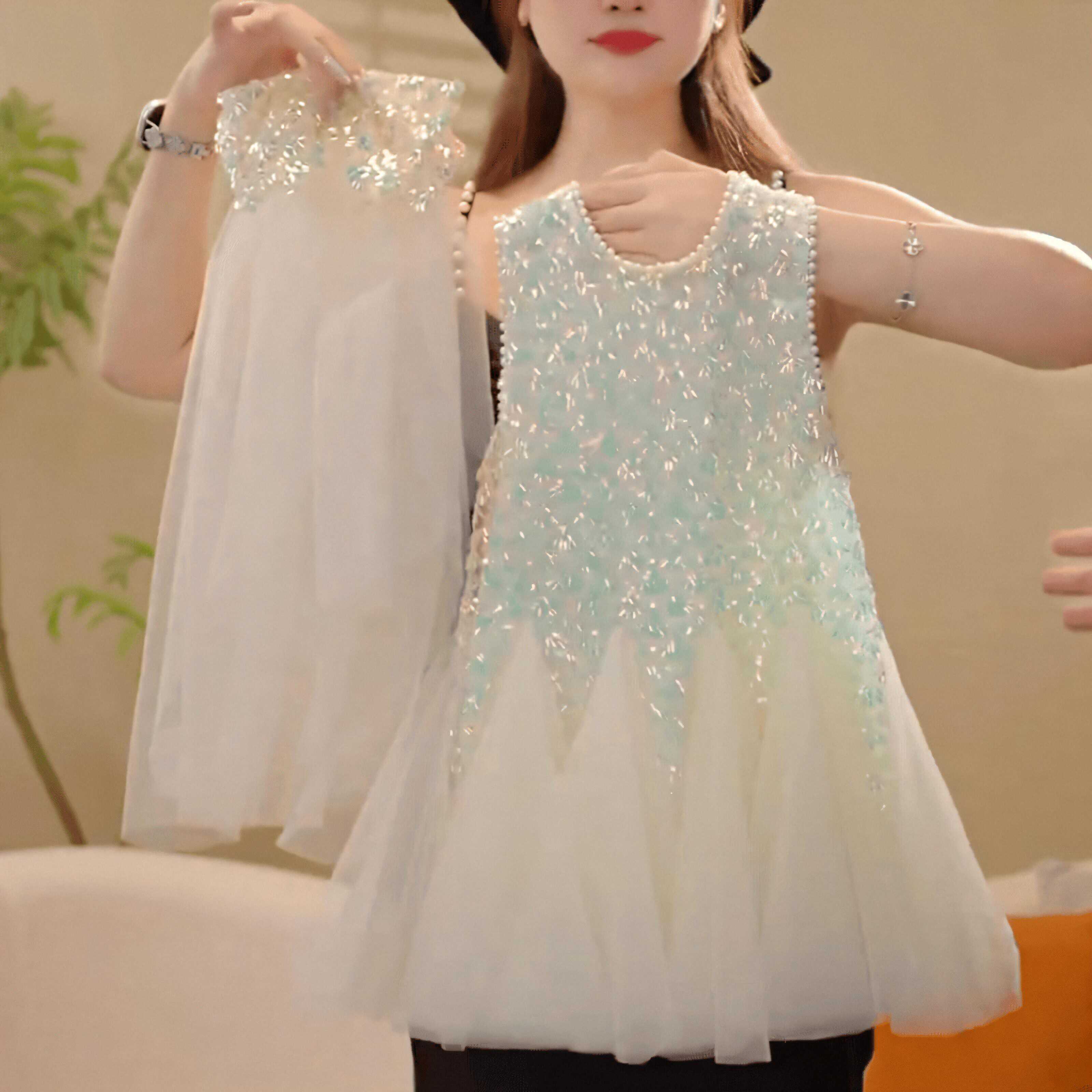 儿童女宝宝连衣裙2024夏季新款亮片中式气质仙气公主礼服公主裙