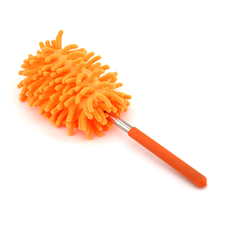 75cm Stainless Steel Lengthened Feather Duster Chenille Dust Remove Brush Multi-Function Retractable Household Dust Removal Small Duster