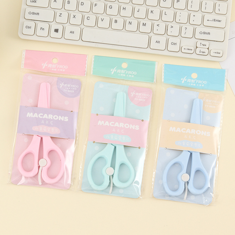 Lidemei Scissors for Students Plastic Macaron Color Safety Art Stationery Handmade Office Stainless Steel Children's Scissors