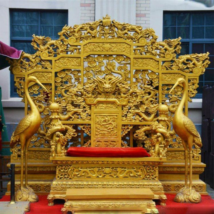 纯铜铸造九龙戏珠皇帝龙椅五扇七扇屏风 玉玺金印仿故宫龙椅
