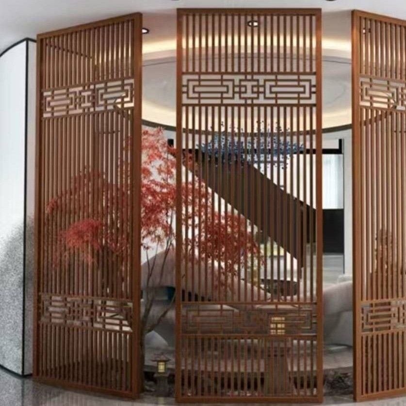 新中式实木花格镂空东阳木雕隔断玄关背景墙吊顶装饰仿古门窗格栅