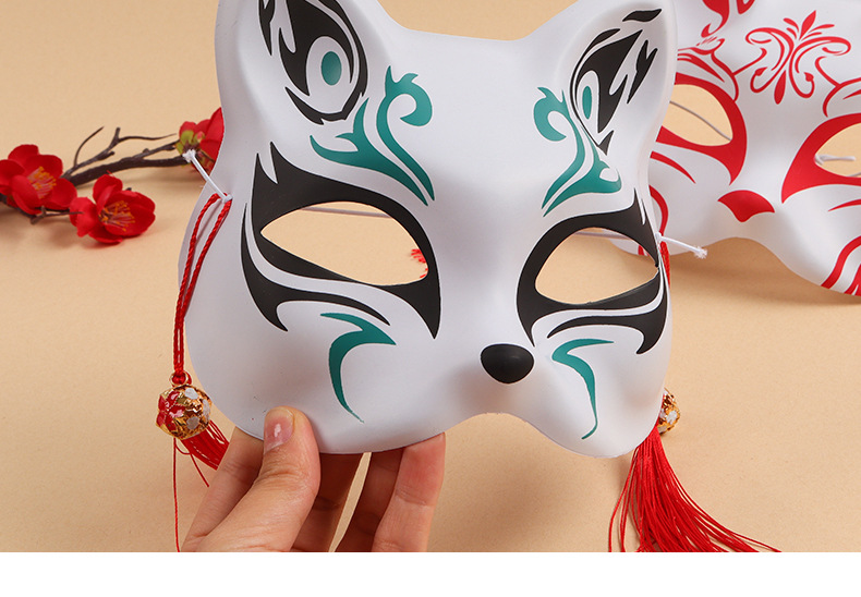 半脸猫狐狸面具日式和风动漫男女派对舞会手绘面具跨境万圣节道具