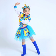 新马蹄哒哒儿童表演服民族蒙族女童筷子舞蹈服幼儿蒙古舞服装纱裙