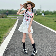 女童夏季甜酷时尚童装2024新款儿童中大童休闲洋气时髦半身裙套装