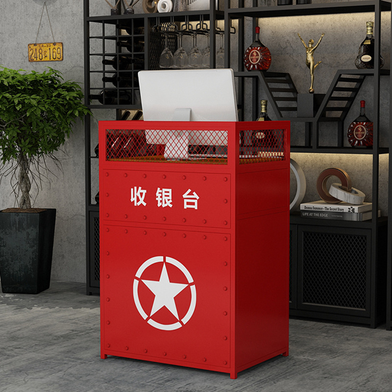收银台店铺小型网红简约铁艺工业风小吧台迷你复古现代小前台