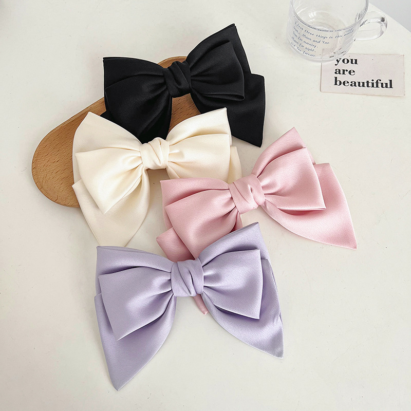 French Satin Bow Barrettes Head Clip Back Head Clip High Sense Internet Celebrity Hairpin Hair Ornaments Hairband E297