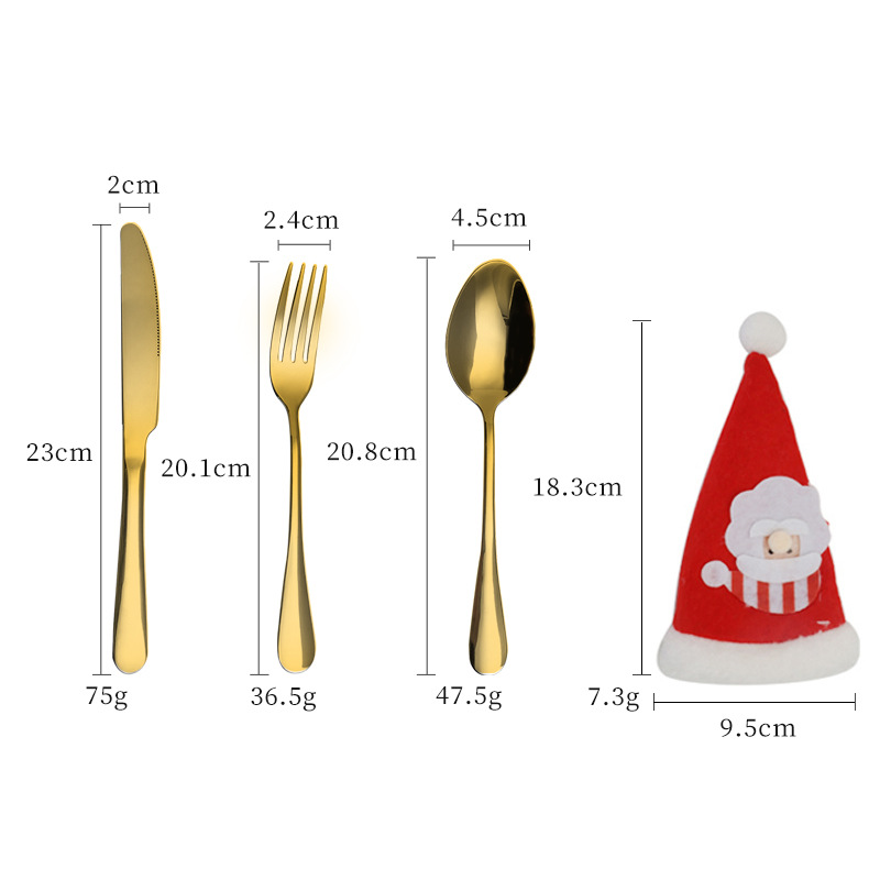 Stainless Steel Christmas Hat Tableware Set Modern Minimalist Hotel Household Main Meal Knife, Fork and Spoon Gift Factory Wholesale