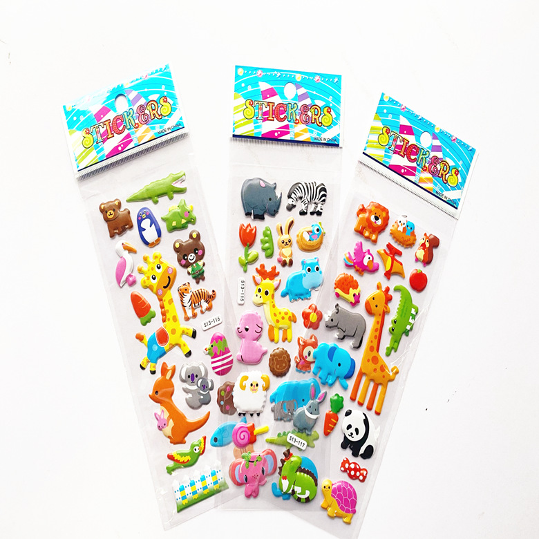 New Hydraulic Concave-Convex Animal Series Stickers Cute Dress-up Three-Dimensional Cartoon Foam Stickers for Boys and Girls Cartoon Sticker