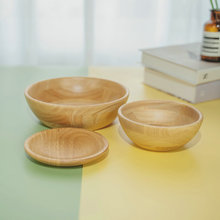亚马逊跨境工厂橡胶木沙拉碗多功能收纳碗和面碗圆碗套装搅拌碗