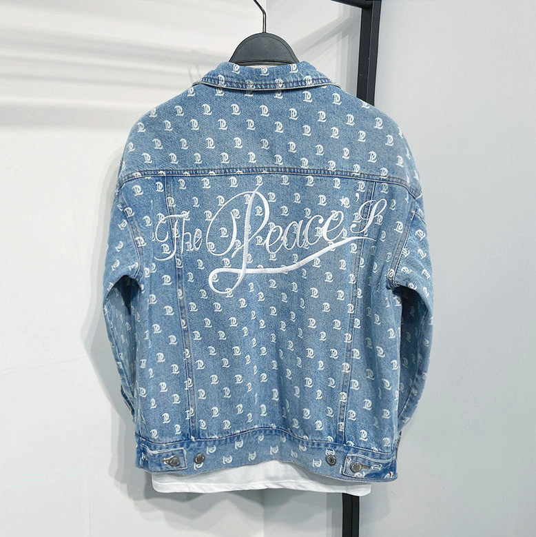 东大门潮流男装2021秋季英文刺绣休闲牛仔夹克外套男潮b1bjb1318