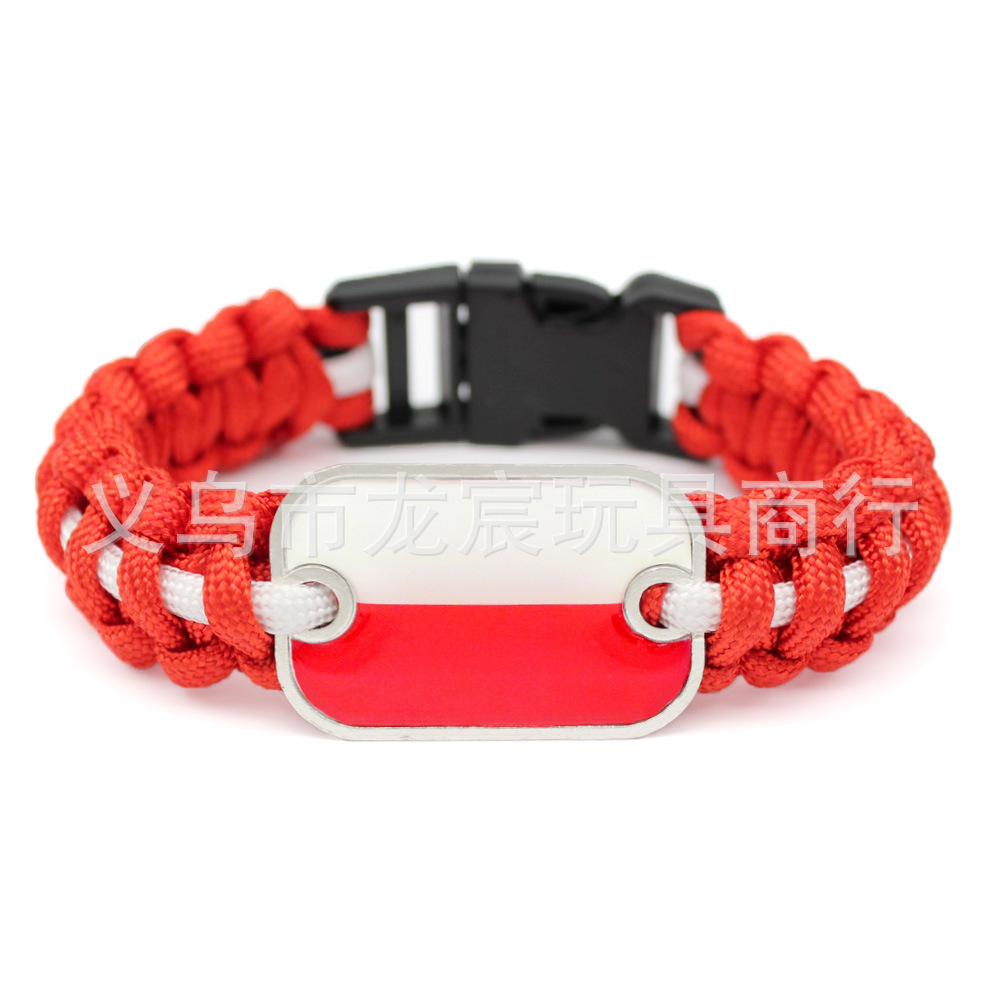 Supply World Cup National Flag Bracelet Flag of Chile Parachute Cord Woven Bracelet Outdoor Life-Saving Bracelet