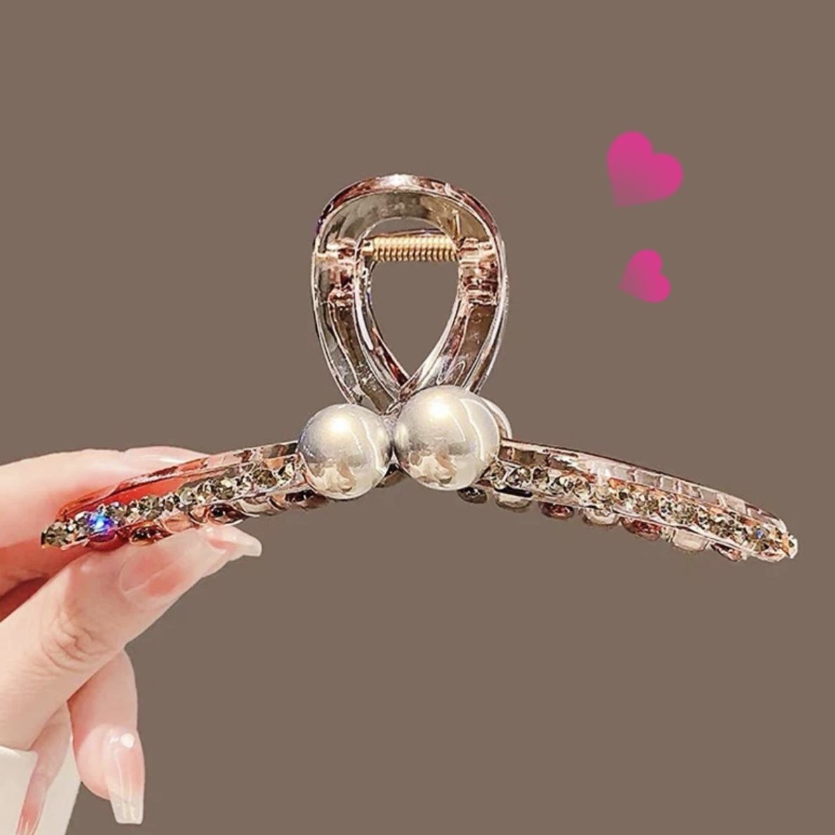轻奢水钻珍珠抓夹高级感盘发发夹大号后脑勺鲨鱼夹夹子头饰发卡子