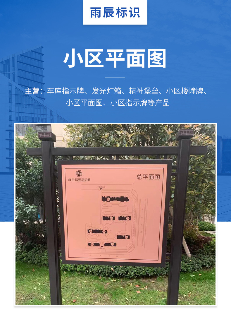 商场多方向导视图小区平面图公园景区导视平面图户外指向标识牌