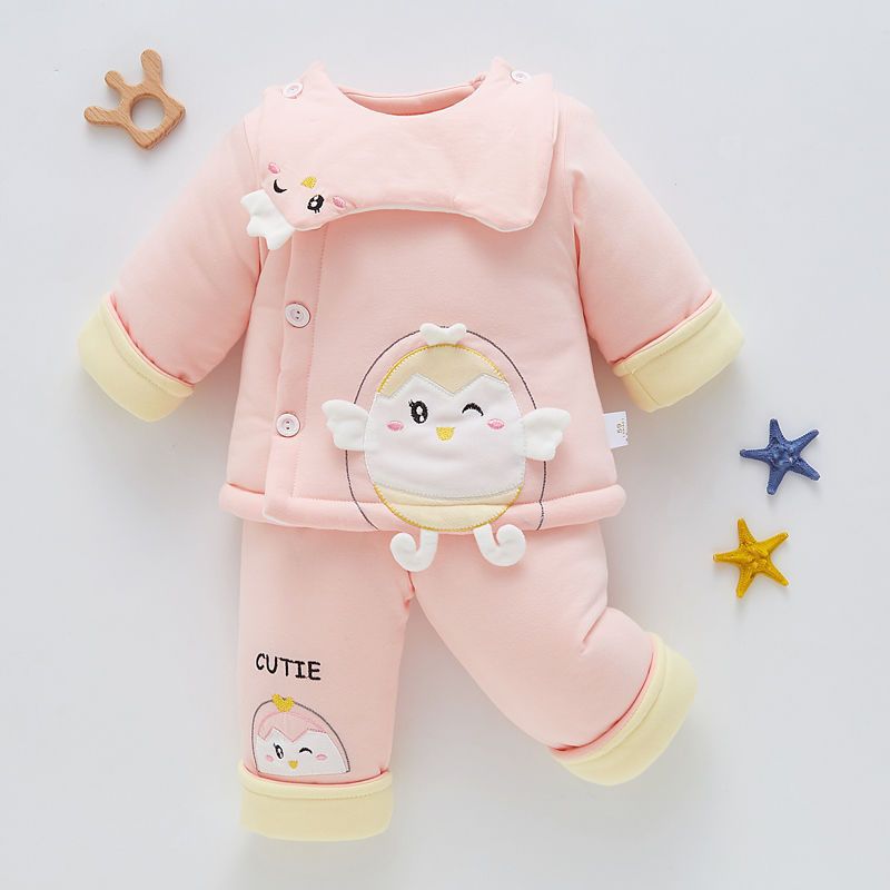 婴儿衣服冬季套装加厚棉衣3-6个月宝宝秋冬装新生儿保暖棉袄外套