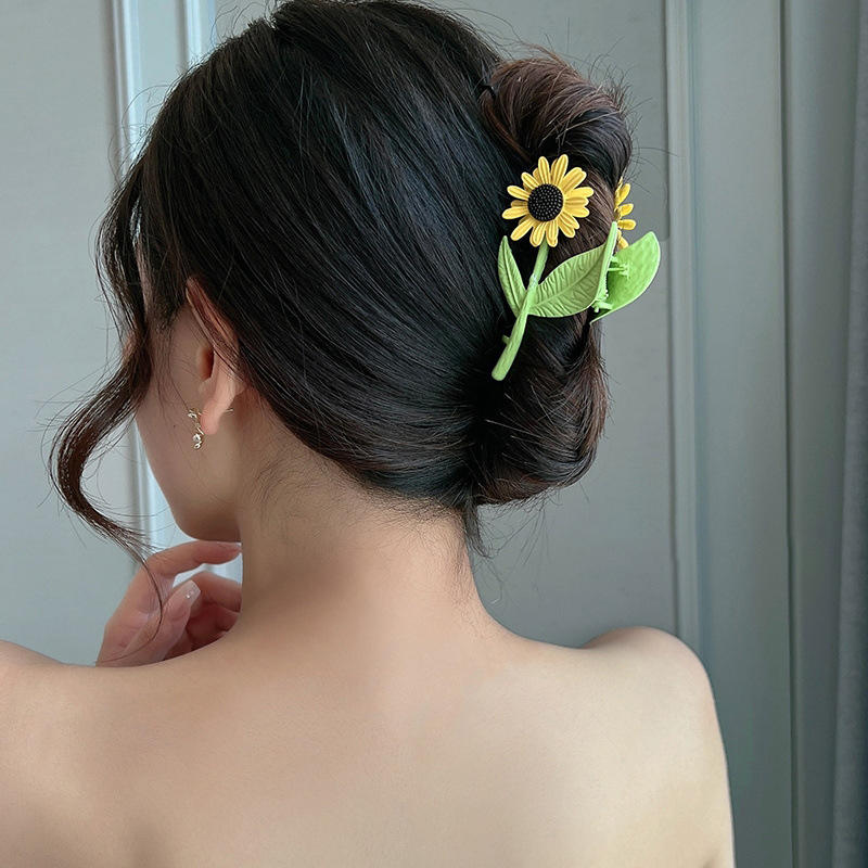 Sunflower Grip Large Shark Clip Hairware Updo Hairpin Female Summer