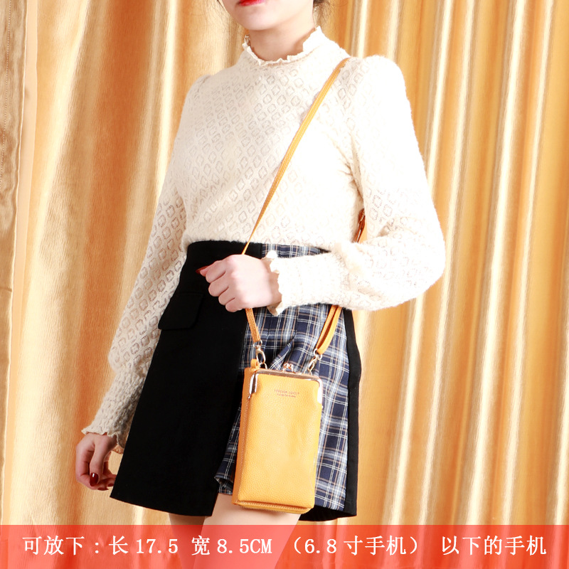 Clip Bag Factory Direct Sales New Fashion Ladies Phone Bag Fashion Litchi Pattern Solid Color Crossbody Shoulder Bag Wallet