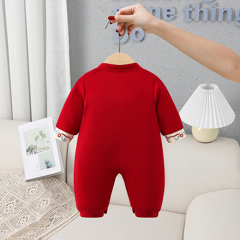 Tianjing Children's Clothing 2024 Spring New Baby Jumpsuit Baby Annual Clothing Birthday Dress Long-Sleeve Jumpsuit Romper Baby Clothes