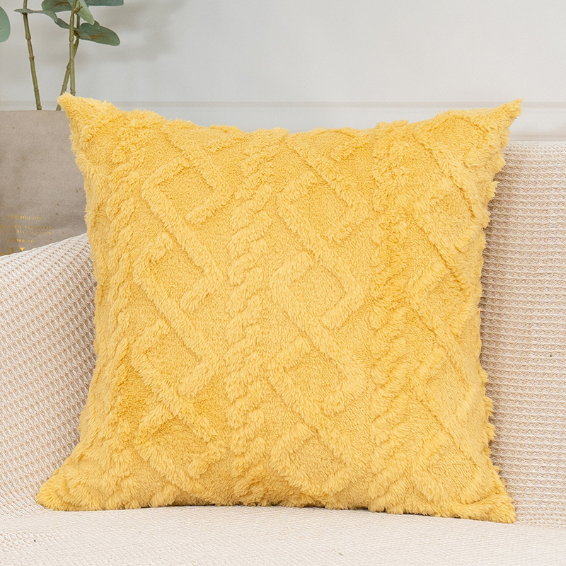 Jacquard Plush Geometric Three-Dimensional Pillow Cover Throw Pillowcase Sofa Nordic Instagram Style Solid Color Pillow French Style