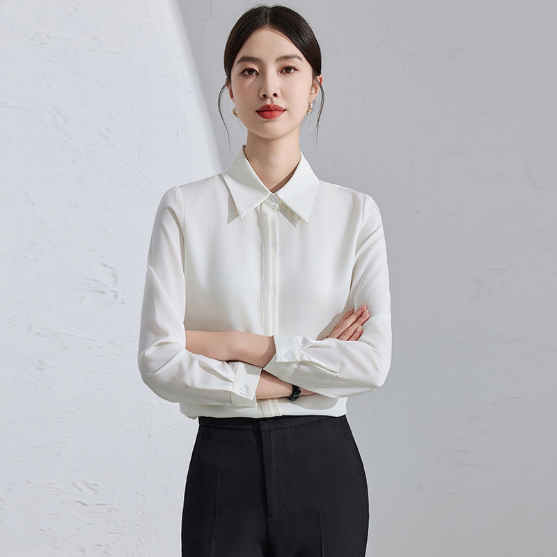 白色衬衫女高端职业气质工作服春秋2024新款面试正装高级感白衬衣